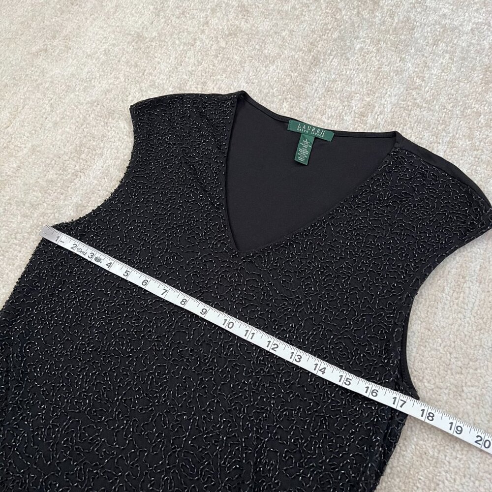 Lauren Ralph Lauren Black Beaded Sleeveless Blouse Top L - Picture 6 of 8